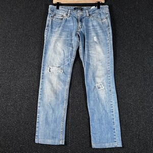Levi's 524 Jeans Women's Size 9 Medium Distressed Blue Denim Straight‎ Leg